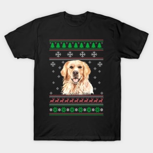 Golden Retriever Ugly Christmas Sweater Funny Dog Lover Owner Gifts T-Shirt